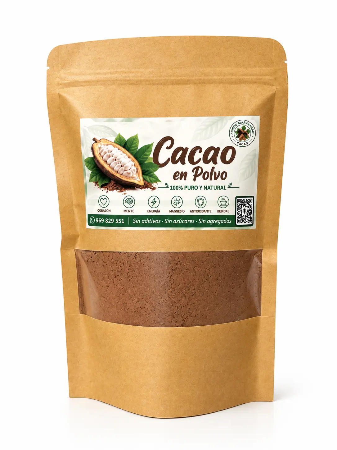 Cacao en polvo 100% puro – Fundo Maranatha