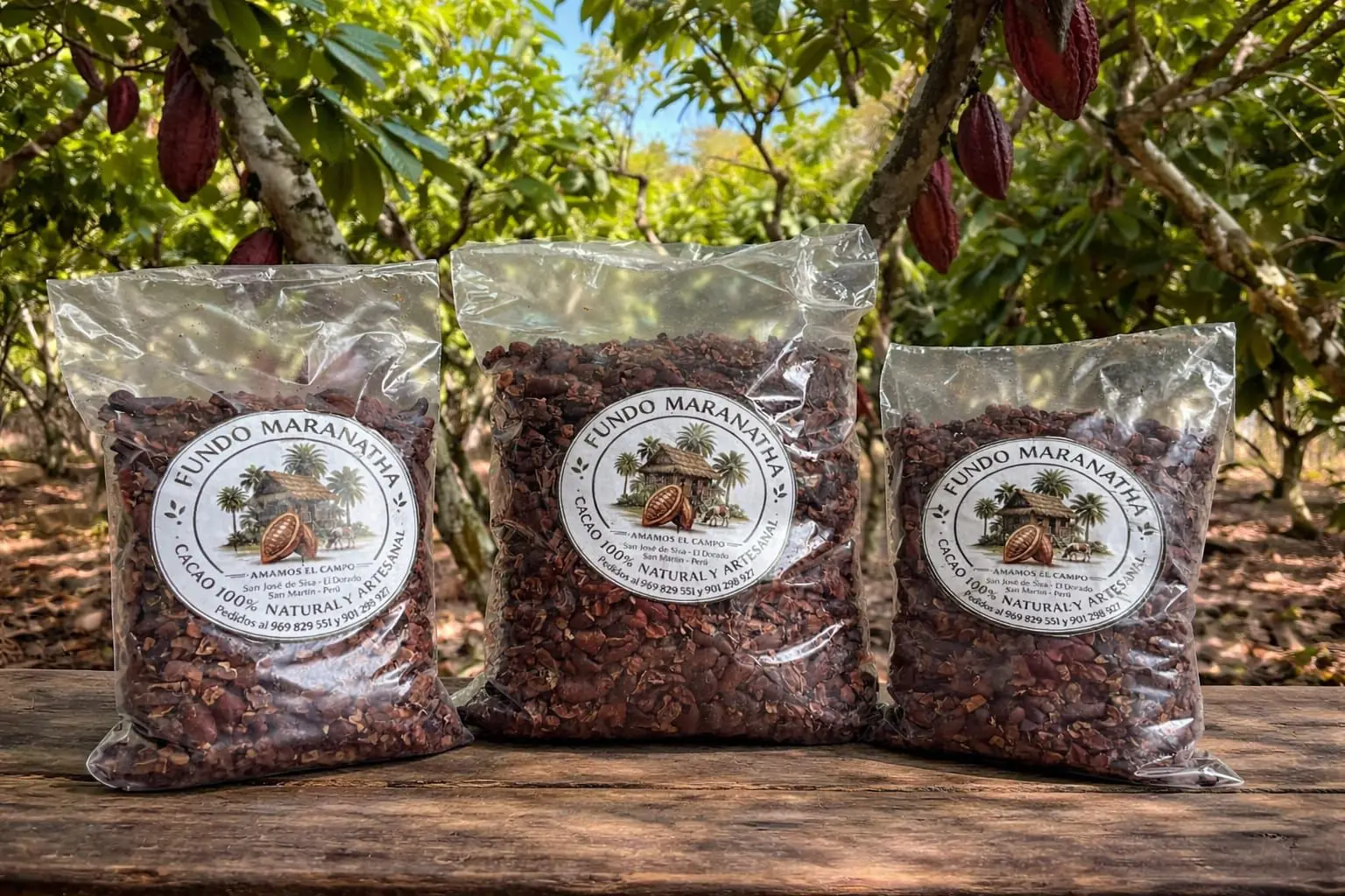 Nibs de cacao con fondo