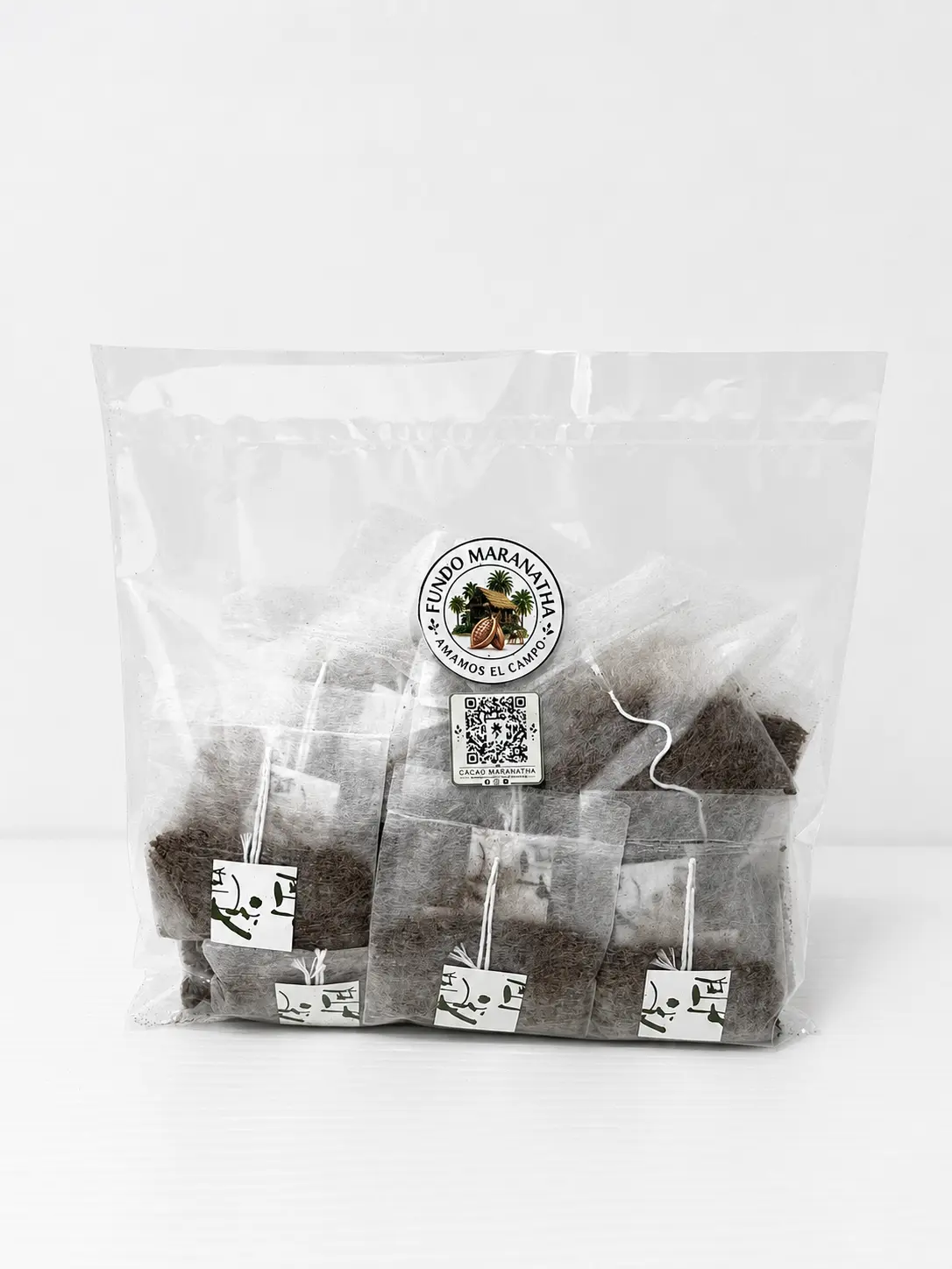 Single cacao husk tea bag
